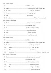 English Worksheet: Present Simple and Present Continuous