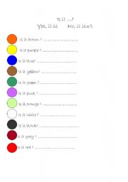 English worksheet: Colours