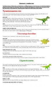 English Worksheet: Dinosaurs