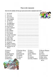 English Worksheet: Places in the Community