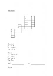 English worksheet: Antonym crossword