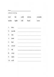 English Worksheet: Antonym matching