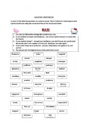 English worksheet: MAKING SENTENCES