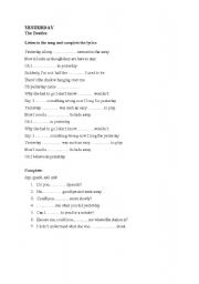 English worksheet: Yesterday