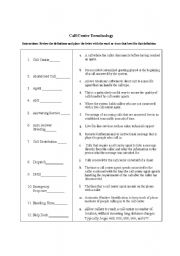 English worksheet: call center vocabulary