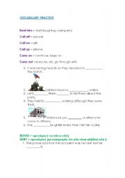 English worksheet:  vocabulary PRACTICE (2 pages)