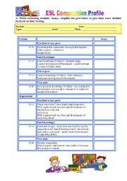 English Worksheet: ESL composition/Writing Profile
