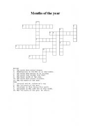 English Worksheet: Months of the year crossword