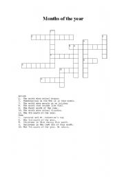 English worksheet: Months of the year crossword