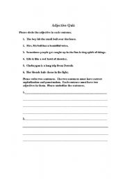 English worksheet: Adjective Quiz