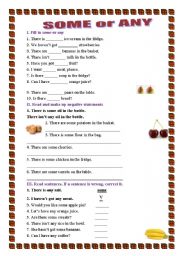 English Worksheet: some or any