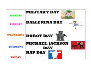 English Worksheet: Days of the week game