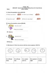 English Worksheet: 4th grade exam