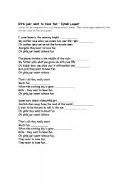 English Worksheet: Girls just wanna have fun