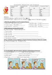 English Worksheet: Possessive Pronouns and Possessive Adjectives