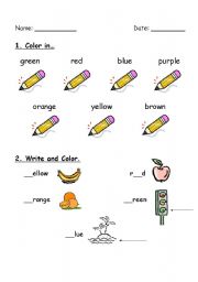 English Worksheet: colors