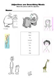 English Worksheet: Adjectives are describing words