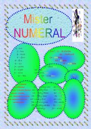 English Worksheet: Mr Numeral. 1/3