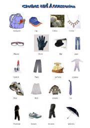 English Worksheet: Pictionary. Clothes and accesories