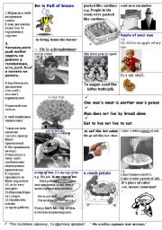 English Worksheet: IDIOMS and PHRASES that include SOME FOOD WORDS