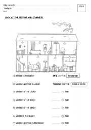 English Worksheet: ITS / THEYRE + home