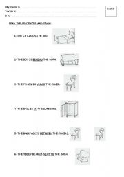 English worksheet: Prepositions: draw objects