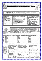 English Worksheet: SIMPLE PRESENT AND FREQUENCY ADVERBS
