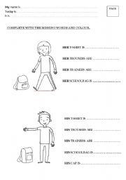 English Worksheet: Complete with colours