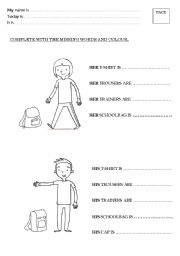 English worksheet: Complete with colours