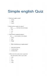 English worksheet: Quiz- Simple english 