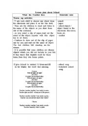 English Worksheet: lesson  plan  about  school