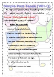 simple past tense WH questios