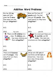 Addition word problems