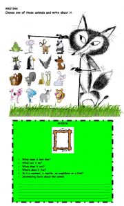 English Worksheet: ANIMAL WRITING