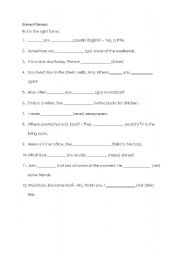 English worksheet: Present tenses