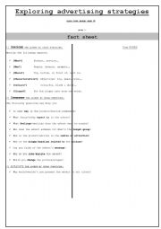 English worksheet: Analyzing adverts assessent sheet