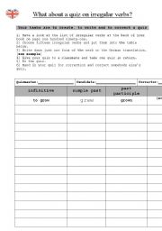 English worksheet: What about a quiz on irregular verbs?