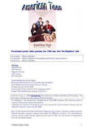 English Worksheet: AMERICAN TEEN  a DOCUMENTARY  ( 2008)  Level B1