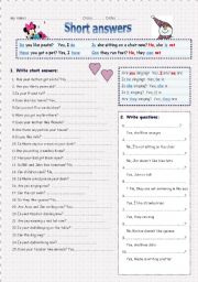 English Worksheet: Short answers & questions