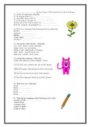 English worksheet: 1 term second exam for 6 th classes