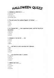 English Worksheet: HALLOWEEN QUIZZ