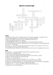 English worksheet: ADJECTIVES CROSSWORD