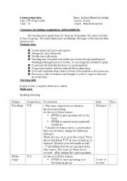 English Worksheet: lesson plan