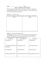 English worksheet: Technology