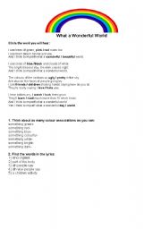 English Worksheet: WHAT A WONDERFUL WORLD