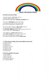 English Worksheet: WHAT A WONDERFUL WORLD