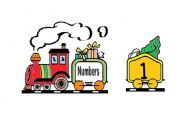 English Worksheet: train numbers from 1 to 9 + word -flashcards