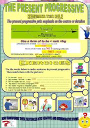 English Worksheet: Present progressive rule and exercises