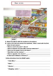 English Worksheet: Places in town