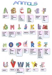 animals alphabet - ESL worksheet by 